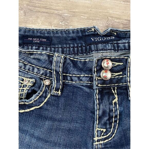 Vigoss New York Capri Jeans Rhinestone Embellished Women’s Juniors size 1/2 - Picture 2 of 6